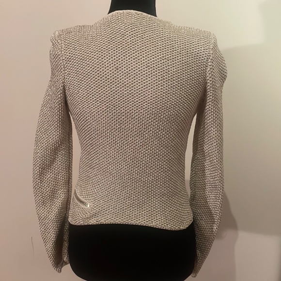 MAJE Blazer jacket cream knitted with gold lurex front zip closure - Picture 6 of 6